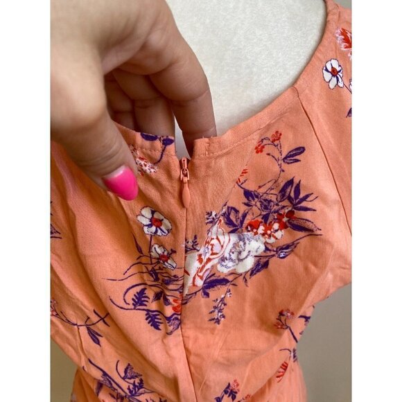 ABOUND Women Coral Floral Skater Dress BNWOT Vneck - Picture 5 of 7